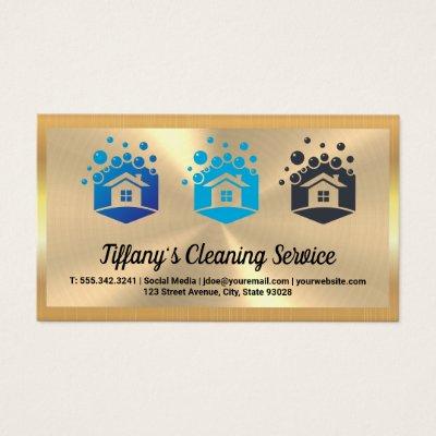 Cleaning Service House Logo | Gold Metallic