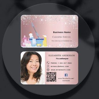 Cleaning service pink glitter dust QR code photo