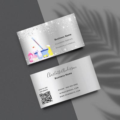 Cleaning service silver glitter dust QR code