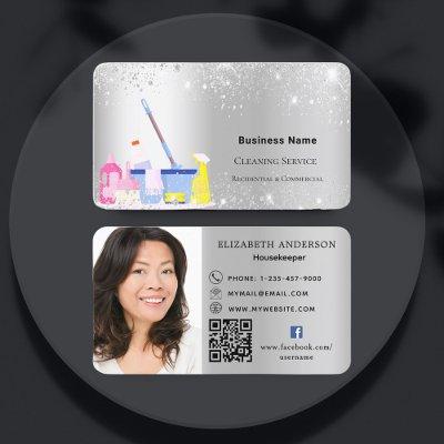 Cleaning service silver glitter dust QR code photo