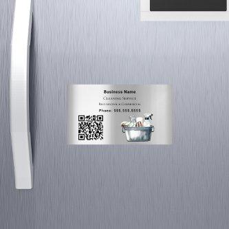 Cleaning service silver QR code  Magnet
