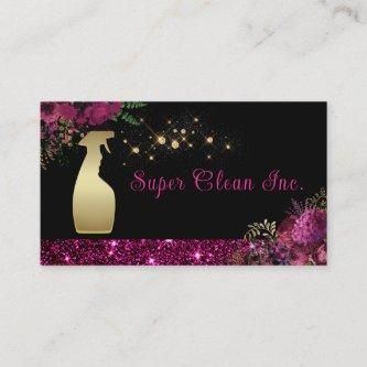 Cleaning Service Spray Bottle Floral Glitter