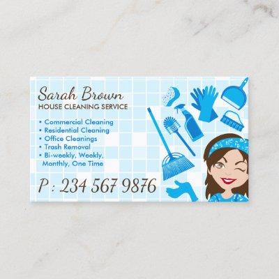 Cleaning Service Tile Wash Janitorial Blue Women