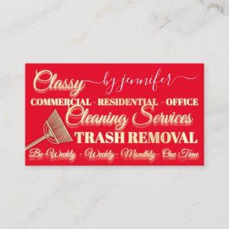 Cleaning Service Trash Removal Maid Red Logo QR