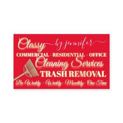 Cleaning Service Trash Removal Maid Red Logo QR