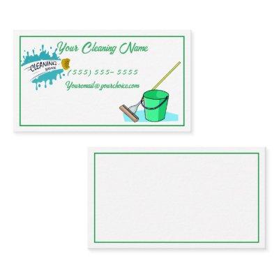 Cleaning Service with cleaners, bucket, and broom