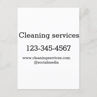 Cleaning services add number website email address postcard