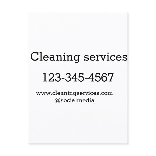 Cleaning services add number website email address postcard