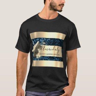 Cleaning Services Maid House Keeping Gold Navy T-Shirt
