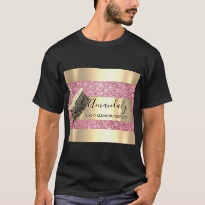 Cleaning Services Maid House Keeping Gold Pink T-Shirt