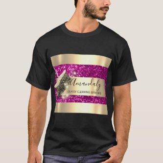 Cleaning Services Maid House Keeping Gold Pink T-Shirt