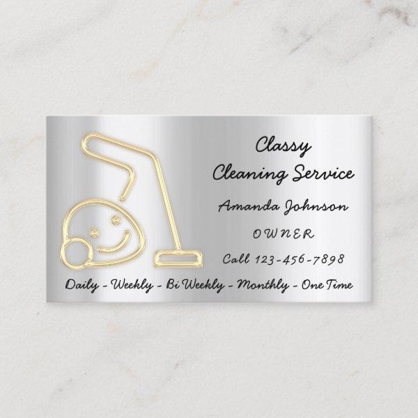 Cleaning Services Maid Vacuum Cleaner Logo Gold