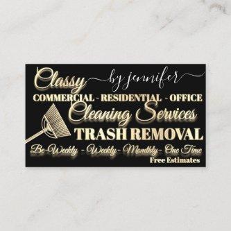 Cleaning Trash Removal Gold Black Maid QR Code