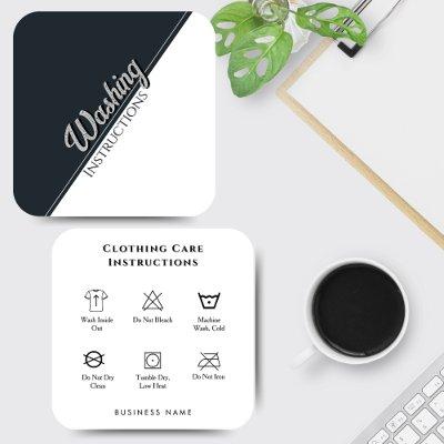 Clothing Care Washing Instructions Black White Square