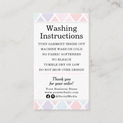 Clothing Care Washing Instructions Pastel Diamond