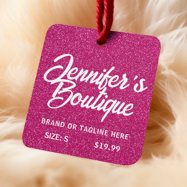 Clothing Tags Small Business Pink White Glitter