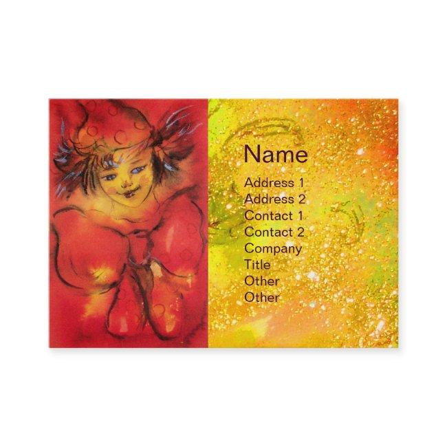 CLOWN WITH RED RIBBON IN GOLD SPARKLES