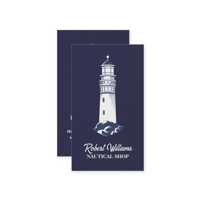 Coastal Beach Blue Boating  Nautical Lighthouse