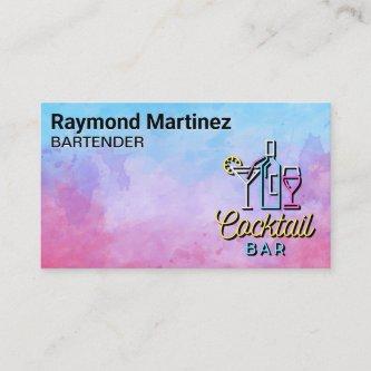 Cocktail Bar Logo | Watercolor Background