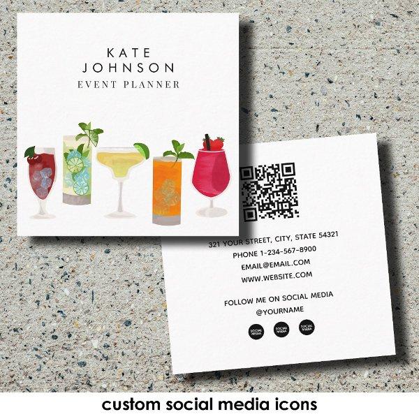 Cocktails Bartender Event Planner QR Code Square