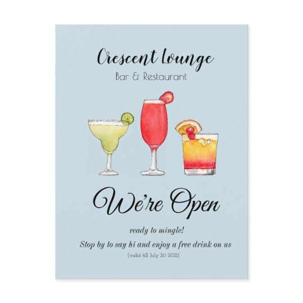 Cocktails Mixed drinks Bar reopening Postcard
