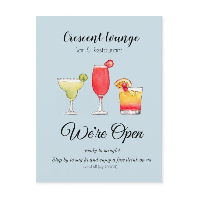 Cocktails Mixed drinks Bar reopening Postcard