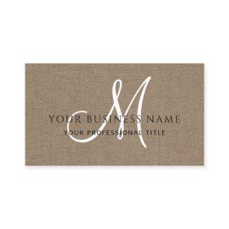 Cocoa Brown Linen Simple Minimal Monogram