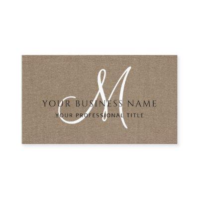 Cocoa Brown Linen Simple Minimal Monogram
