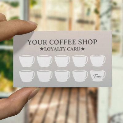 Coffee Cups Elegant Silver Cafe Customer Loyalty Card