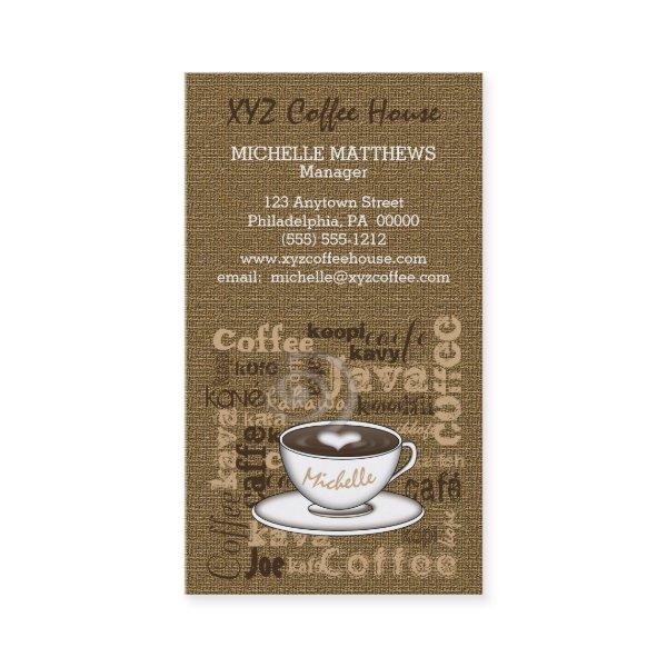 Coffee House Manager Barista Burlap Look Template
