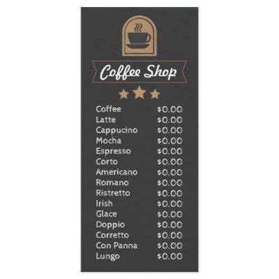 Coffee Shop customizable add photo menu template