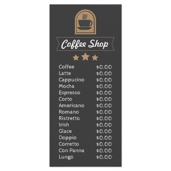 Coffee Shop customizable add photo menu template