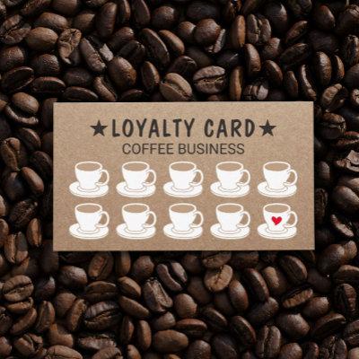 Coffee Shop Cute Cups Rustic Kraft Coffee Loyalty