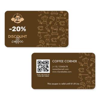 Coffee Shop Discount Card with logo and QR Code