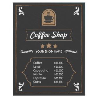 Coffee Shop Retro photo and logo Menu Card