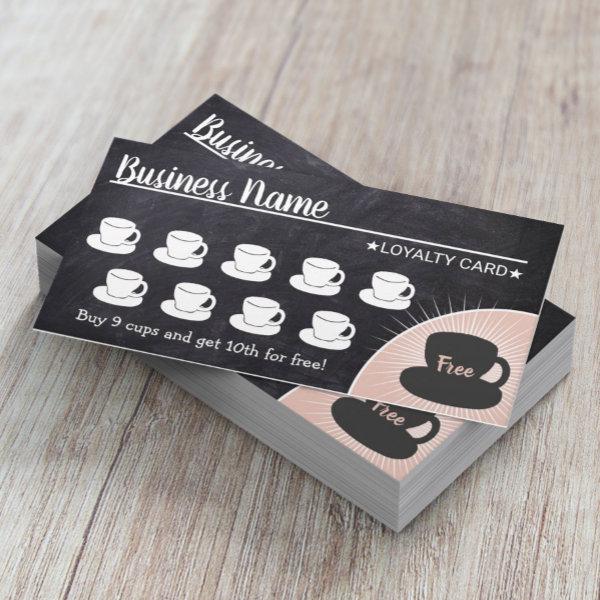 Coffee Shop Rustic Chalkboard Loyalty Punch Card