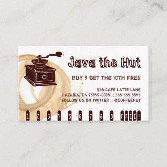 Coffee Stain Grinder Drink Punch Loyalty Card