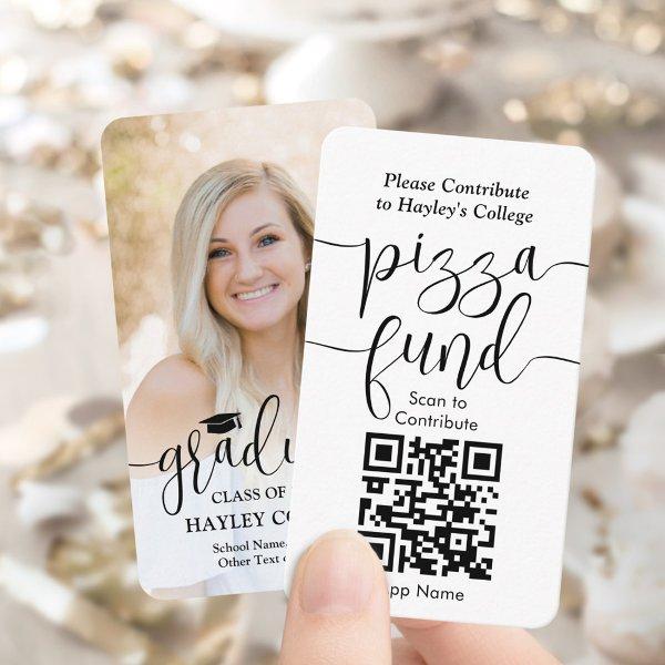 College Pizza Fund Graduation QR Code & Photo Enclosure Card
