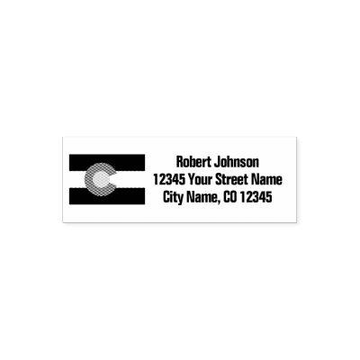 Colorado state flag custom return address self-inking stamp