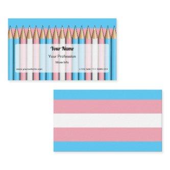 Colored pencils on the transgender pride flag