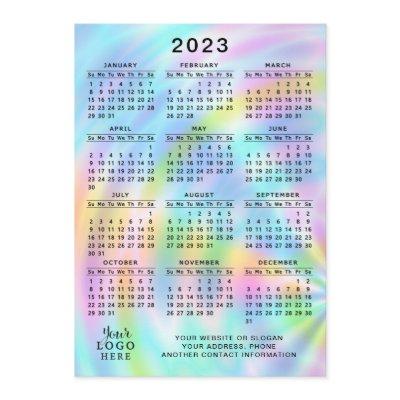Colorful 2023 Calendar Full Year Faux Holographic Program