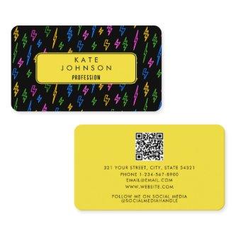 Colorful 80's Retro Neon Lightning QR Code