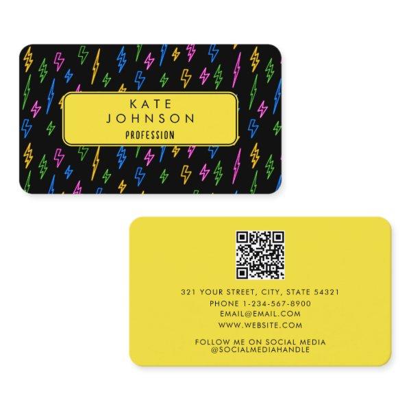 Colorful 80's Retro Neon Lightning QR Code
