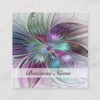 Colorful Abstract Flower Modern Floral Fractal Art Square