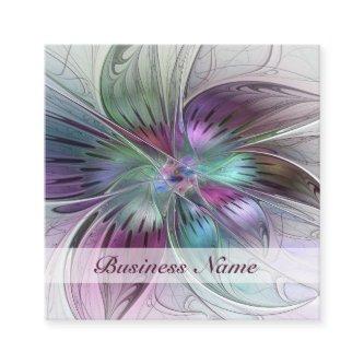 Colorful Abstract Flower Modern Floral Fractal Art Square