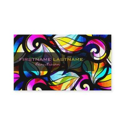 Colorful Abstract Swirls-Stained Glass Look