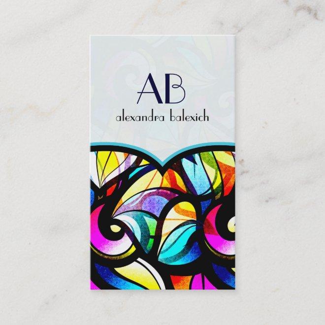Colorful Abstract Swirls Stained Glass Template