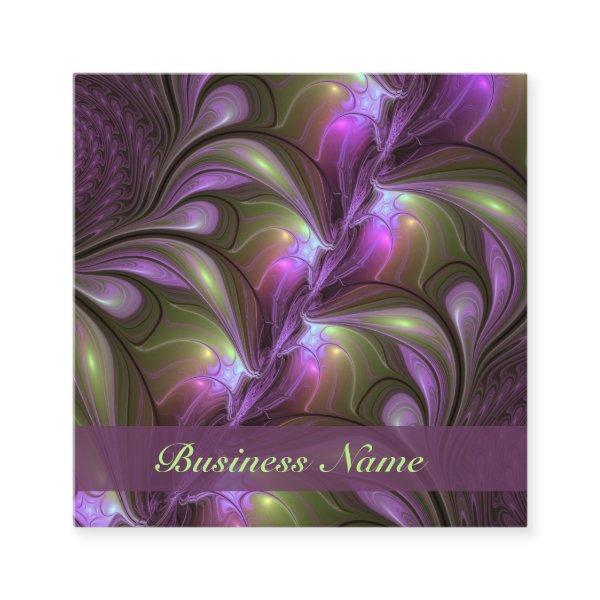 Colorful Abstract Violet Purple Khaki Fractal Name Square