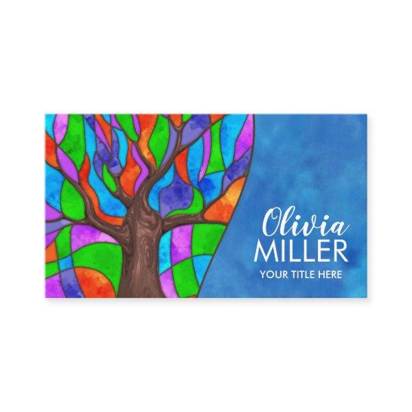 Colorful Abstract Watercolor Mosaic Tree