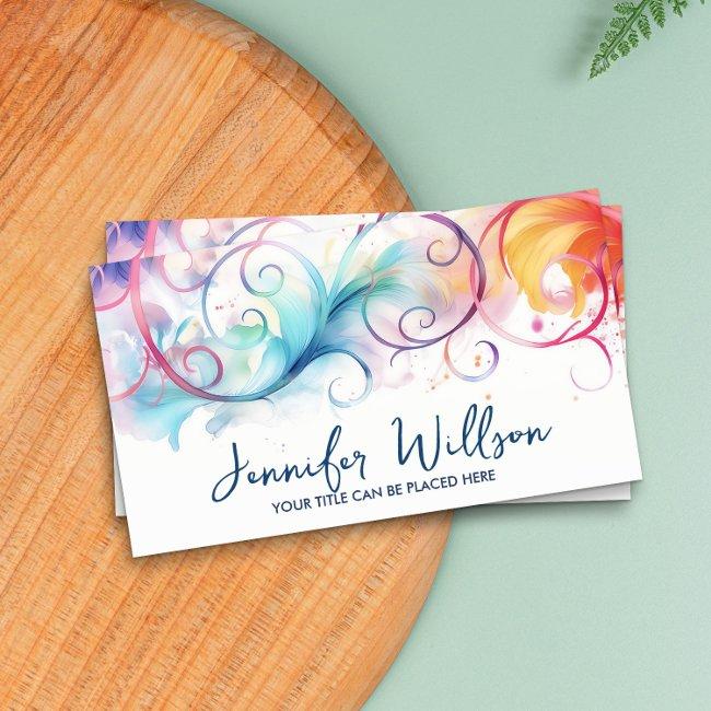 Colorful Abstract Watercolor Swirl Art